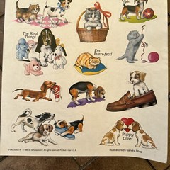 Vintage Scholastic Puppies Kittens Sticker Sheet