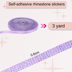 Self Adhesive Rhinestone Strips 3 Yards 0.24 Inch for Craft,Light Purple AB
