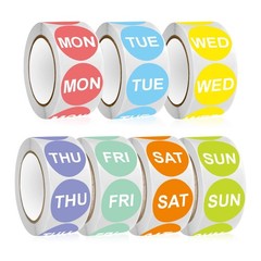 3500PCS Removable Day Dot Stickers – 1″ Round Food Rotation Labels, 7 Rolls
