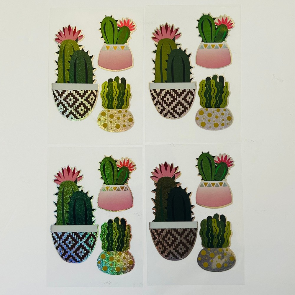 retro y2k Cup Drink Mug Decal Stickers Plant Potted Cactus Flower Holographic