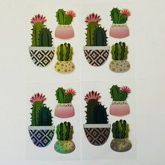 retro y2k Cup Drink Mug Decal Stickers Plant Potted Cactus Flower Holographic