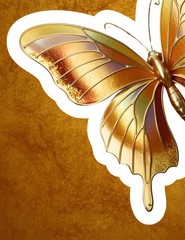 Gilded Golden Butterfly Sticker – Metallic Butterfly Sticker 4 X 4 Inches
