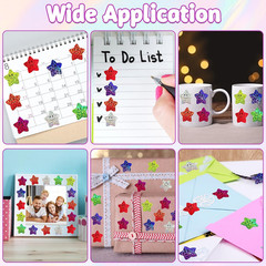 600Pcs Smile Face Star Stickers, 1 in 8 Colors of Teacher Supplies for Prizes, G