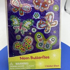 Peaceable Kingdom Neon Butterfly Stickers Shiny Foil Spring Easter Summer Garden