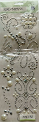 K&Company ELEGANCE SWIRL Adhesive Gems 12×4.5in BENT Rhinestone Faux Pearl 7 pcs
