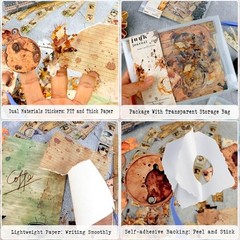 Vintage Scrapbook Kit – 90 Sheets Coffee Stain – Coffee and Manuscripts