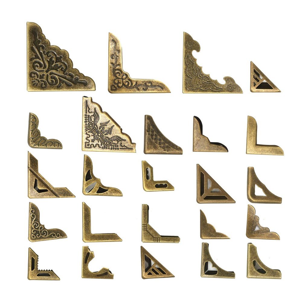 96PCS Metal Book Corner Protector, 24 Styles Iron Guard Edge Cover, Vintage Meta