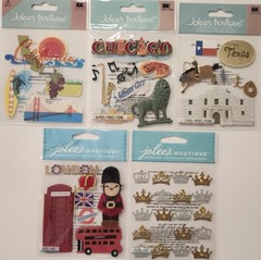 Lot of 12 JOLEE’S BOUTIQUE Dimensional Scrapbooking Stickers TRAVEL DESTINATIONS