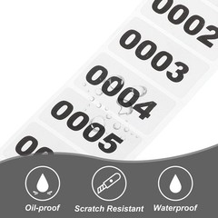 1 Roll Inventory Number Sticker 1.6″x0.8″ 0001-1000 Consecutive Number Sticker