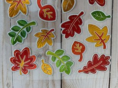 Fall Leaves Foiled 26 Stickers Colorful Autumn Red Orange Brown Green Thanks New
