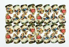 Children in Easter Eggs Vintage Die Cut Rabbit Scrap Paper Heller #71 Austria
