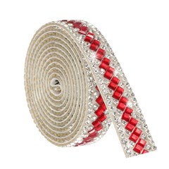 1 Yard Rhinestone Ribbon 3mm x 3mm Crystal Rhinestone Strips Red