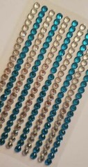CraftbuddyUS 220 pcs 5mm (10 Stripes) Blue & Clear Self Adhesive Round Gems, DIY