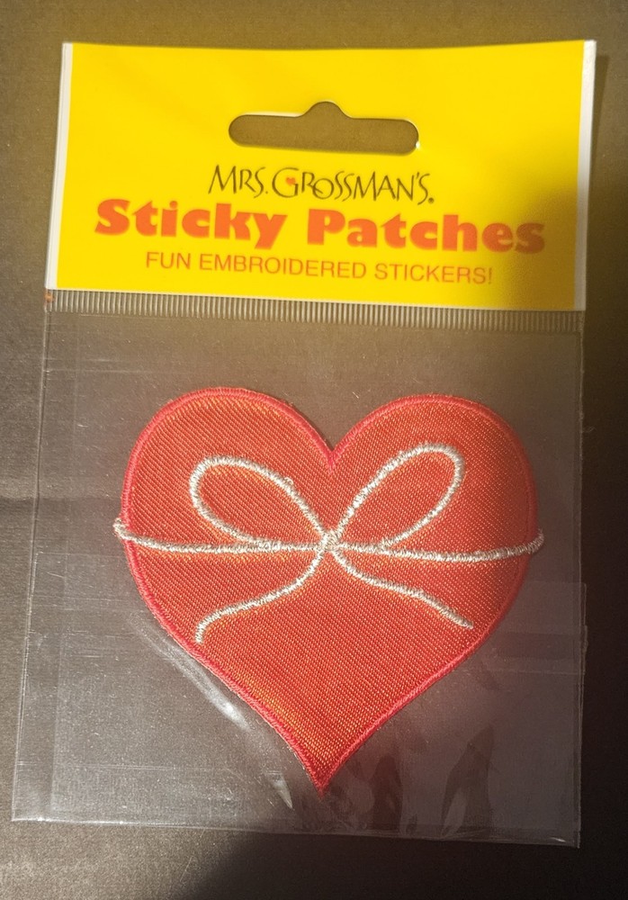 Mrs Grossman Sticky Patch Stickers Heart with Bow 2.5 x 1.5