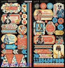 Graphic 45 Well Groomed 12×12 Collection Pack New! 2 shts each + Stickers