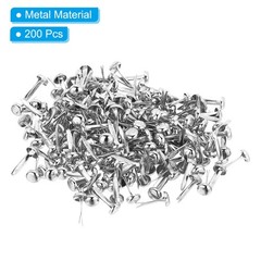 200 PCS Paper Brass Fasteners Split Pins Pastel Mini, Silver, 5 x 9 mm