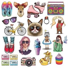 Violette Stickers – 1980s Nostalgia – 1 80s Retro Vintage Sticker Sheet – Crafts