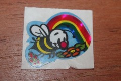 Vintage KEM Prism Sticker mods Rainbows hearts Bee Dove Bird Love lot of 3 1980s
