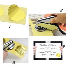 300 Pcs Self Adhesive Gold Embossed Foil Blank Certificate Notary Seal Stickers