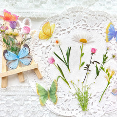 Butterfly Floral Stickers Bulk – 320 Pcs Transparent Realistic Dried Pressed Flo