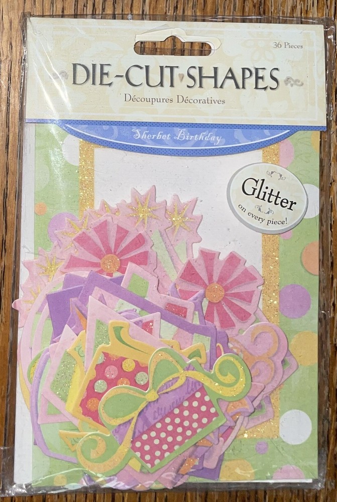 Amscan Paper Sherbet Birthday Die-Cuts Shapes Gifts Balloons Flowers Scrapbook