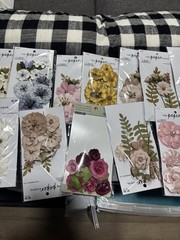 Floral Embellishments, Multicolor, Faux artificial paper/fabric embellishments