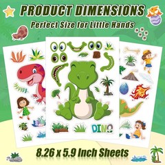 Cosomia 42 Sheets Create Funny Dinosaur Stickers, Make a Face Stickers for Bo…