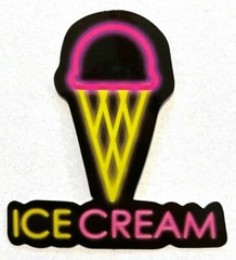 Ice Cream Cone Sticker Decal Neon Sign Design Black Background Pink Yellow Small