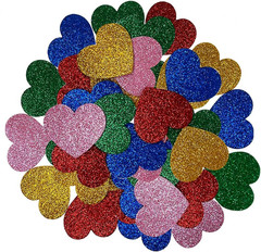 45Pcs Colorful Glitter Foam Stickers- Self Adhesive Heart Shape Glitter Sticker