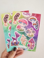 Rainbow Vibrant Mushroom Sticker Sheet – Original Art by SammiSpaghettiArt