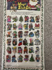 36 CHRISTMAS VINYL STICK ONS Vintage 1980’s Puffy Stickers Bradford Novelty MX0