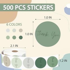 500 PCS Thank You Stickers Small Business 1.0 Inch Thank You for Green