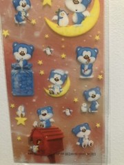 Morning Glory Blue Bear On The Moon Glitter Sticker Sheet Kawaii Vintage Htf