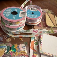Easter Spring Scrapbooking Crafting Lot Hundreds Stickers Ribbon Misc Tons