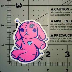 Pink Voodoo Doll Puppy Bunny Sticker Spooky Pastel Goth Cute Creepy Punk Scary