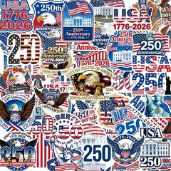 (50pcs) 250th Anniversary Birthday Sticker USA Stickers Merchandise White
