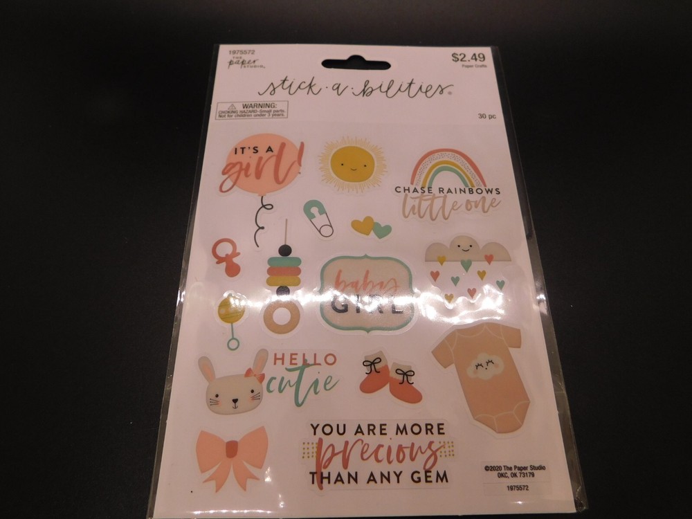 the paper studio stick a bilities Baby Girl stickers 30pc