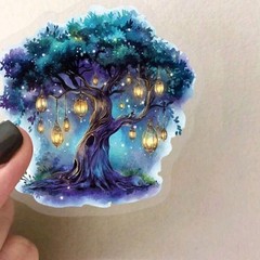 20pcs Witch Transparent Magic Tree Stickers, Forest Waterproof Envelopes Bottles