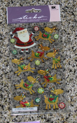NEW Sticko Dimensional Vellum Christmas Stickers Snowflakes Santa Ornaments