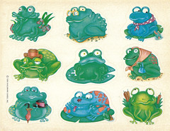 Vintage Hallmark Sticker sheet Frogs 1992 Good cond Free Ship w/ Min Purchase