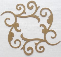 (4) SCROLL CORNER FLOURiSH – Bare Chipboard Die Cuts – 4 3/8″