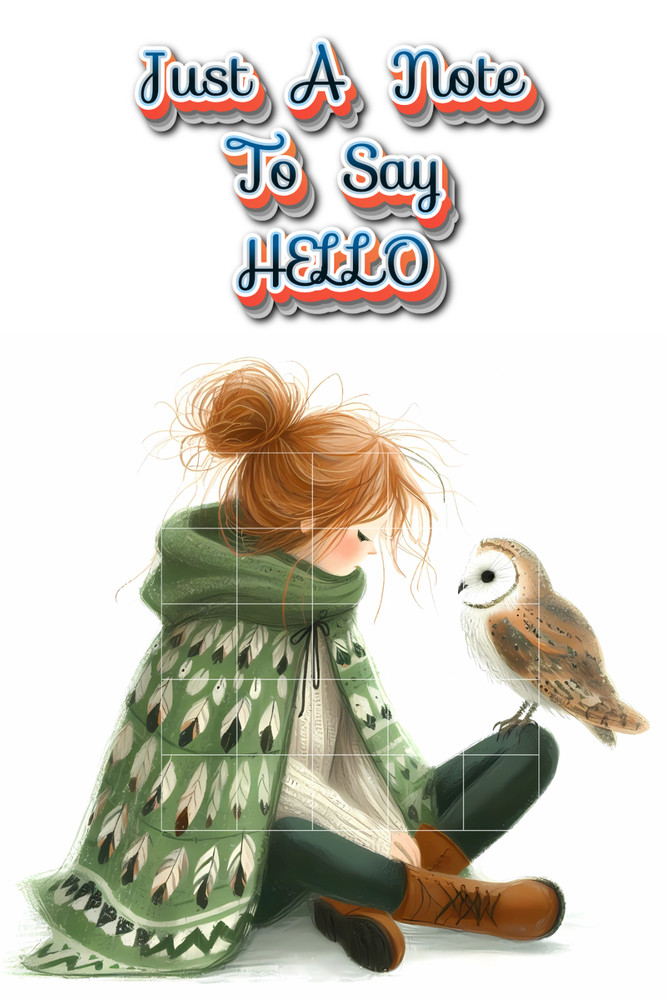 POSTCARD Just A Note To Say Hello Owl 4×6″ Junk Journal Art Cards Scrapbook