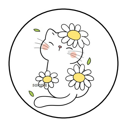 30 CUTE CAT KITTEN WITH FLOWERS ENVELOPE SEALS LABELS STICKERS 1.5″ ROUND DAISY