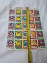 Vintage Retro 90s Lick N Stick Stamp Stickers Full Sheet Rewards Funny Monsters