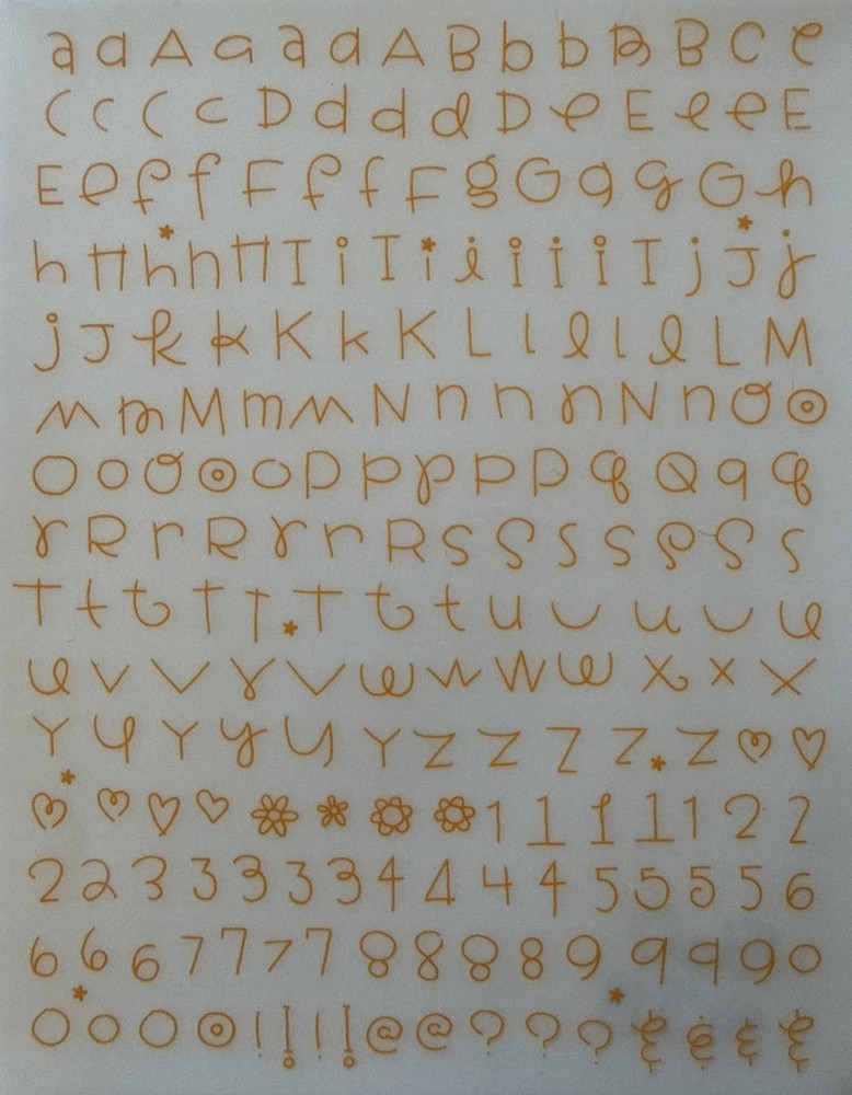 ORANGE ALPHABET Rub-Ons (4-1/4”x5.5”)Letter•Upper/Lower-Case •Number•Card Making