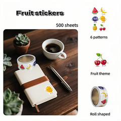 500 Pcs Cute Fruit Stickers Roll – Assorted Fruits for Kids’ Crafts & Decor