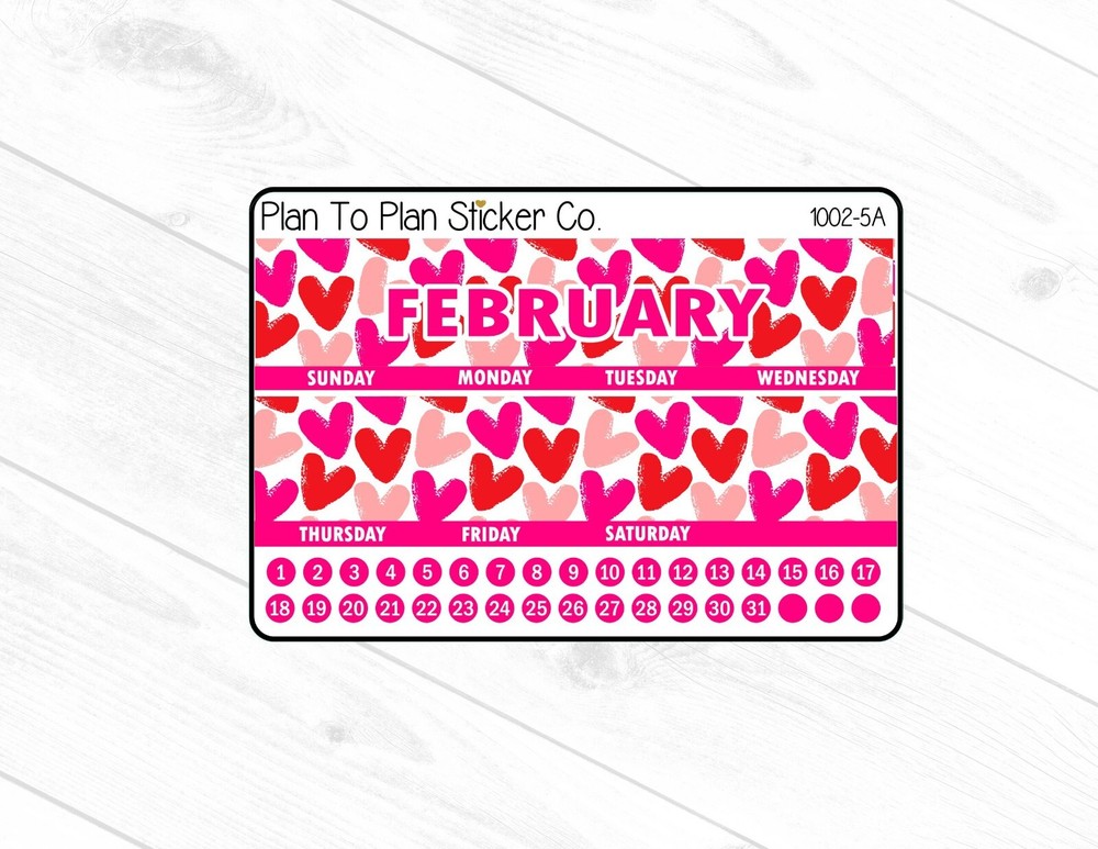 1002-5A~~February 7X9 Monthly View Planner Stickers.