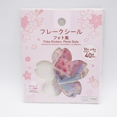 Daiso Japan Sakura Cherry Blossom Photo Style Flake Stickers 40Pcs (10Designs)