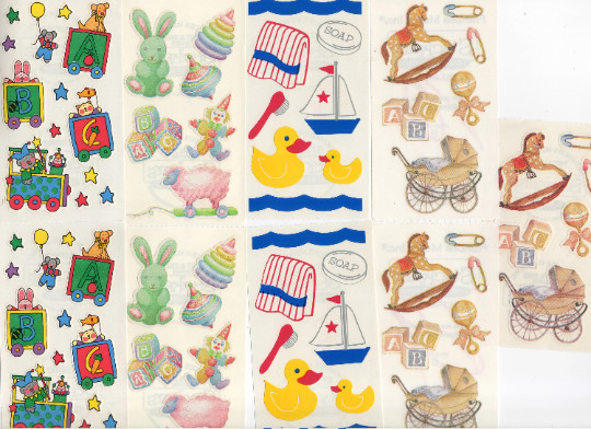 Vintage Frances Meyer FMI Stickers Baby Bath Toddler Toys 9 Sticker Sheets