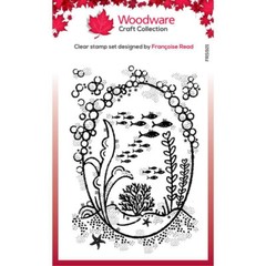 Woodware Craft Clear Stamp UNDERWATER OVAL FRAME Scrapbooking